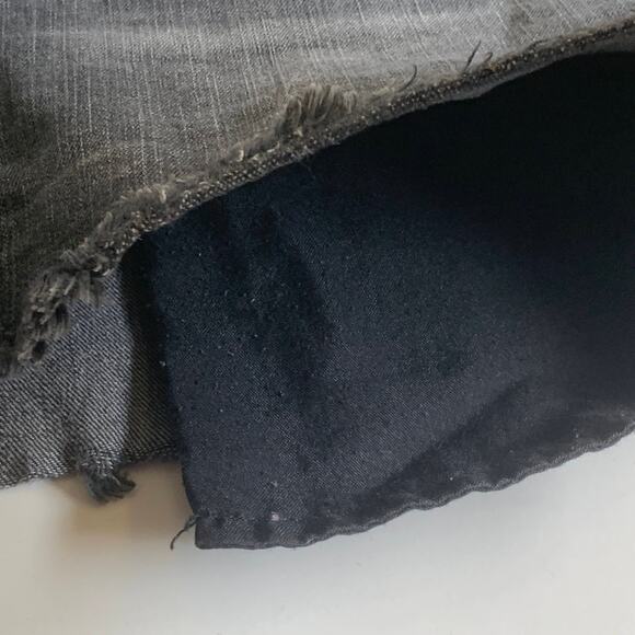 American Eagle 14 Hi-Rise Shortie Black Gray Jean Denim Shorts Distressed Ripped - Picture 5 of 12